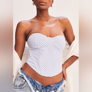 NWT SER.O.YA MELANIE CORSET Striped Blue‎ and White Strapless Top Size LG